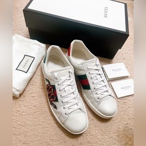 Gucci Men Ace Snake Embroidered Sneaker - Full box with Dust Bag - Size 7.5